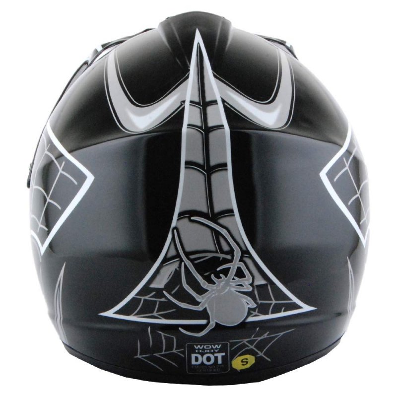 Wow Youth Motocross Helmet Bmx Mx Atv Dirt Bike Spider Web Black Goggles Martian Glove Bundle
