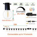 Outdoor Globe String Lights 25ft Led Patio With 23 E12 Sockets And 25 G40 Glass Bulbs Waterproof Warm White Dimmable For Cafe