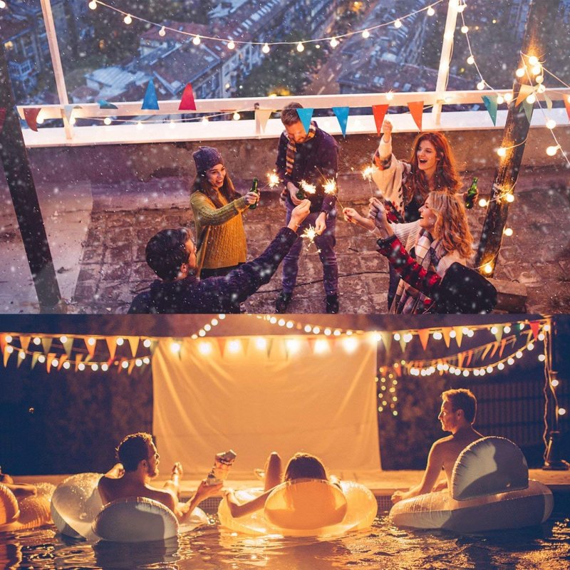 Outdoor Globe String Lights 25ft Led Patio With 23 E12 Sockets And 25 G40 Glass Bulbs Waterproof Warm White Dimmable For Cafe
