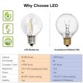 Outdoor Globe String Lights 25ft Led Patio With 23 E12 Sockets And 25 G40 Glass Bulbs Waterproof Warm White Dimmable For Cafe