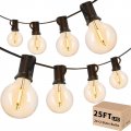 Outdoor Globe String Lights 25ft Led Patio With 23 E12 Sockets And 25 G40 Glass Bulbs Waterproof Warm White Dimmable For Cafe
