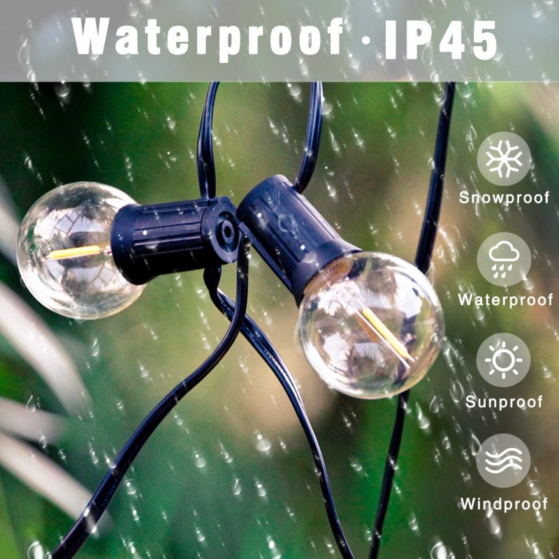 Outdoor Globe String Lights 25ft Led Patio With 23 E12 Sockets And 25 G40 Glass Bulbs Waterproof Warm White Dimmable For Cafe