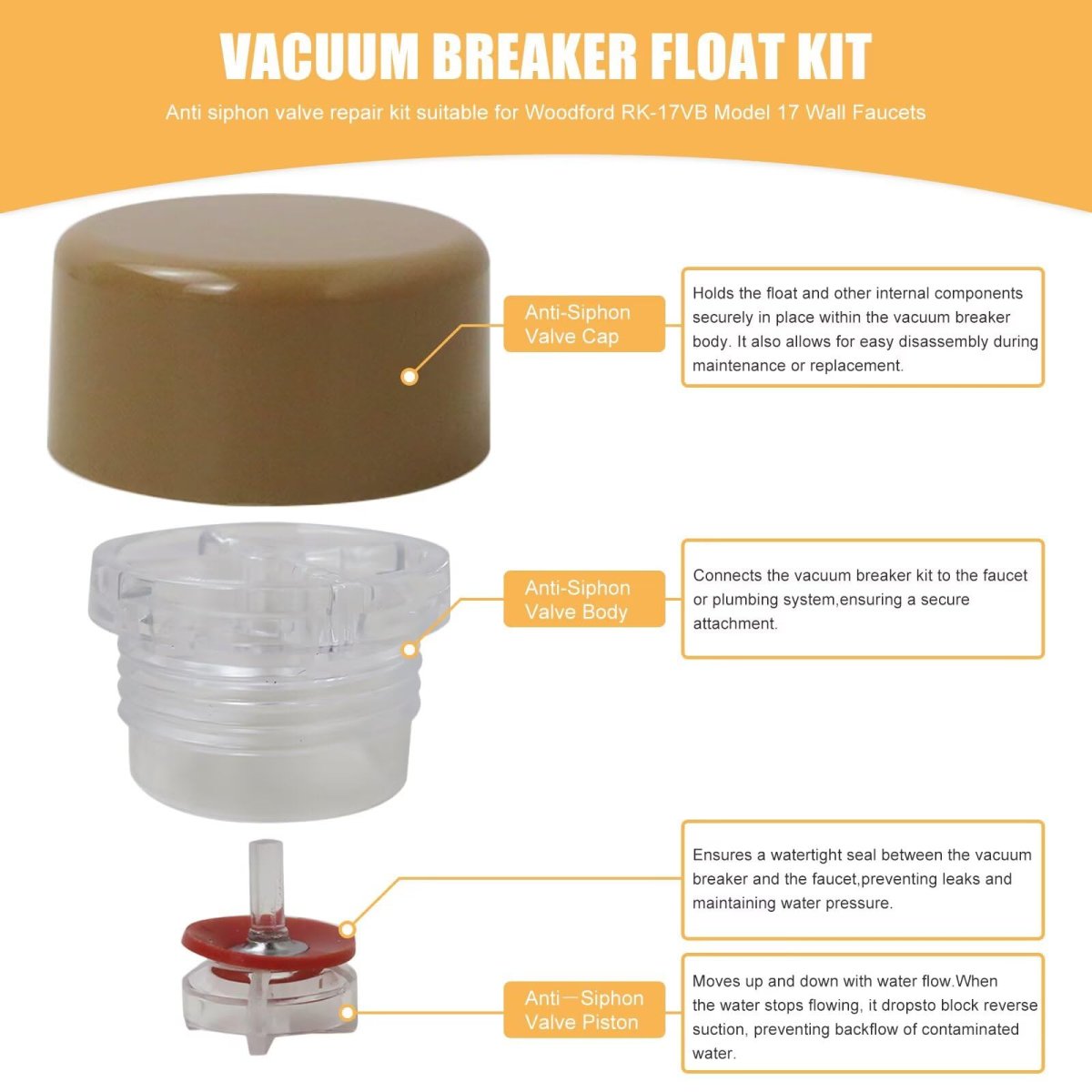2 Pack Vacuum Breaker Float Kit For Woodford Model 17 Wall Hydrant Rk-17vb Anti Siphon Backflow Prevention Valve Repair