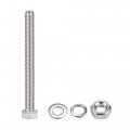Uxcell M6 X 75mm Hex Head Screws Bolts Nuts Flat Lock Washers Kits 304 Stainless Steel Fully Thread Hexagon 10 Sets