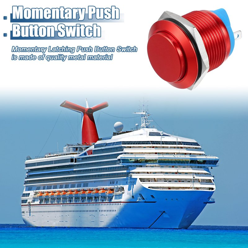 19 Mm Car Waterproof Push Button Switch Metal Round Start Spst 1no Ac 250v Red