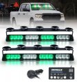 Lumenix Emergency Dash Strobe Lights W Controller White Green Led Flashing Warning Hazard Traffic Caution Light Bar Front 