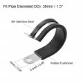 Uxcell 1-1 2 38mm Cable Clamp 304 Stainless Steel Rubber Cushioned Insulated R Shape Metal 5pcs