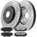 Motorbymotor 55178 Rear Brake Rotors 11 93 Inch 303mm Drilled Slotted Ceramic Pad Kit Fits For Chevrolet Equinox 2010-2017 Gmc 