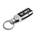 Ford Mustang Gt Black Leather Insert Detachable Chrome Metal Belt Slide Premium Key Chain 