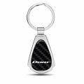 Ipick Image Compatible With Dodge Dart Real Black Carbon Fiber Chrome Metal Teardrop Key Chain Key-ring