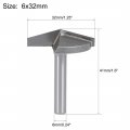 Uxcell 150 Degree V-groove Router Bit 32mm Dia With 6mm Shank Titanium Steel Tipped V Grooving Gray