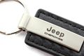 Jeep Cherokee Black Carbon Fiber Texture Leather Key Chain