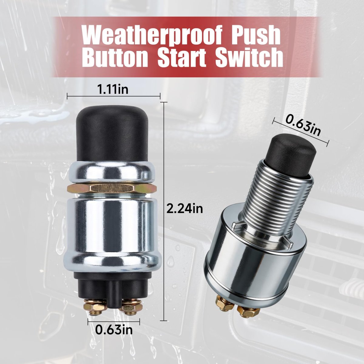 3 Pcs Waterproof Push Button Starter Switch 12v 24v 50a Heavy Duty Momentary Weatherproof For Horn Engine Car Truck Tractor