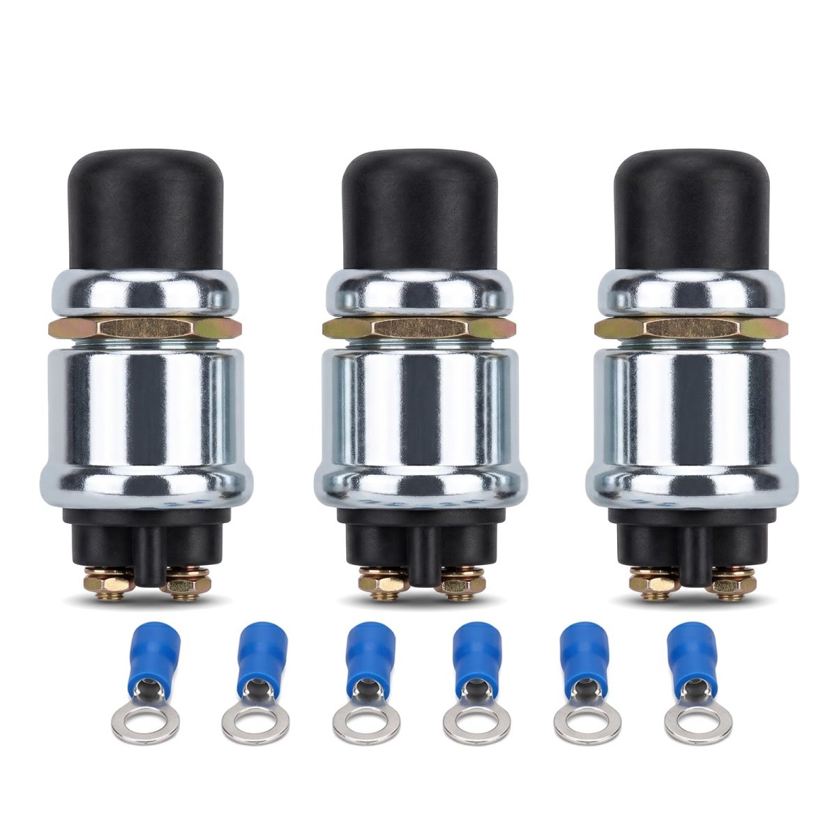 3 Pcs Waterproof Push Button Starter Switch 12v 24v 50a Heavy Duty Momentary Weatherproof For Horn Engine Car Truck Tractor