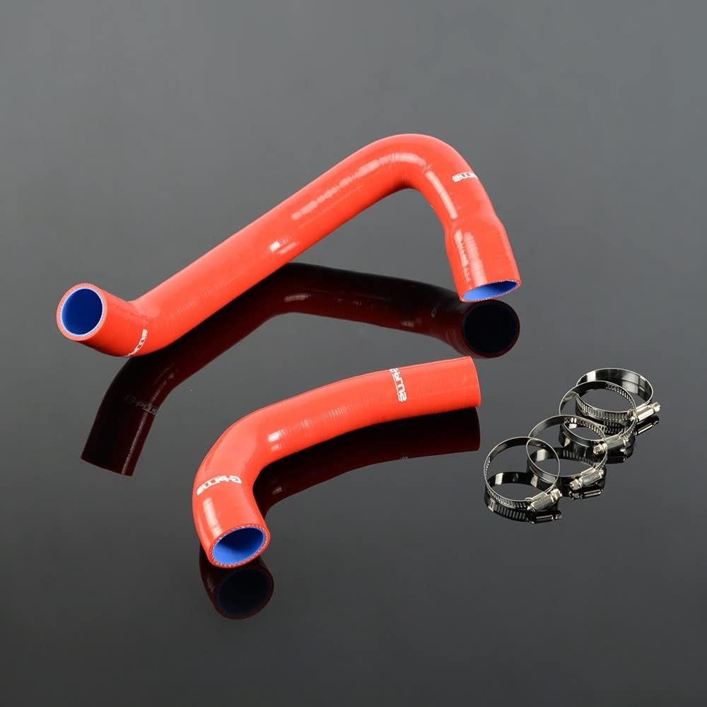 G-plus Silicone Radiator Hose Kit W Clamps Compatible With Jeep Wrangler Tj 4 0l 1997-2001 Red 2 Pcs