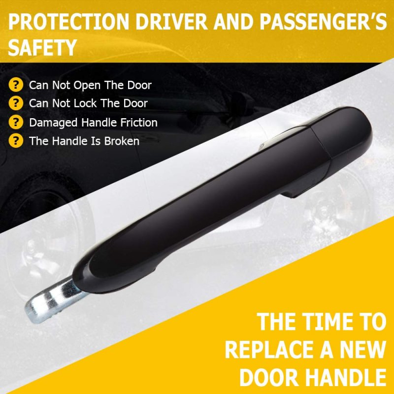 Door Handle Exterior Rear Driver Left Side Replacement Fit 2006-2011 For Hyundai Accent Outside Black