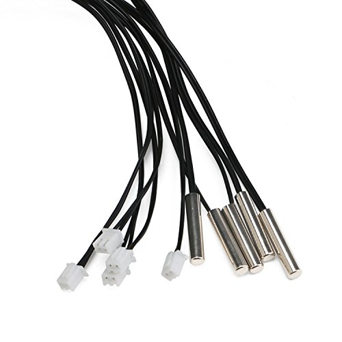 1M Stainless Steel 10k 3950 NTC Thermistor Probe Digital Temperature Transimitter Extension Cable，CPU Temperature Sensor 5pcs 1M Waterproof Temperature Sensor Probe