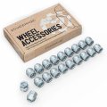20pcs Chrome Silver Lug Nuts Metric 12x1 5 Thread 1 Inch Length Acorn Cone Conical Taper Seat Open End Dual External Compatible
