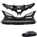 Front Upper Lower Bumper Grille Gloss Black Without Sensor Holes For 2021 2022 Camry Se Xse Sedan 4 Door Assembly Set 