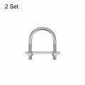 Uxcell Round U-bolts 2 Sets 35mm 1 38 Inner Width 53mm Length M6 304 Stainless Steel U Clamp Bolt With Nuts Washers And Plates