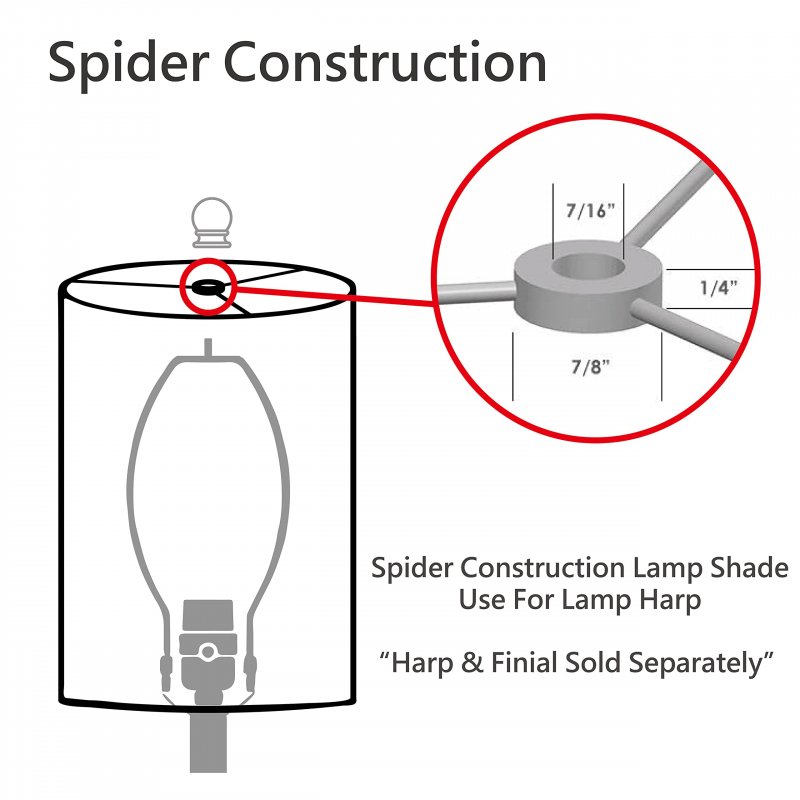 Aspen Creative 31244 Hardback Drum Contemporary Spider Lamp Shade Off White 8 Top X Bottom Height
