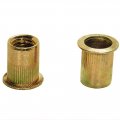 Hifrom 50pcs Rivet Nut Zinc Plated Carbon Steel Insert 3 8 -16 Flat Head Threaded Nuts Knurled Body