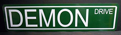 Metal Street Sign Demon Drive 6x24 Fits Dodge Mopar Challenger Duster Hellcat Hot Rod Muscle Car Evil Satan Angel Bar Garage