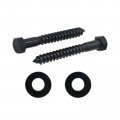 10 Piece 3 8 In X Hex Head Lag Screws Black Oxide Stainless Steel Heavy Duty Bolts With Washers For Wood And Deck Building