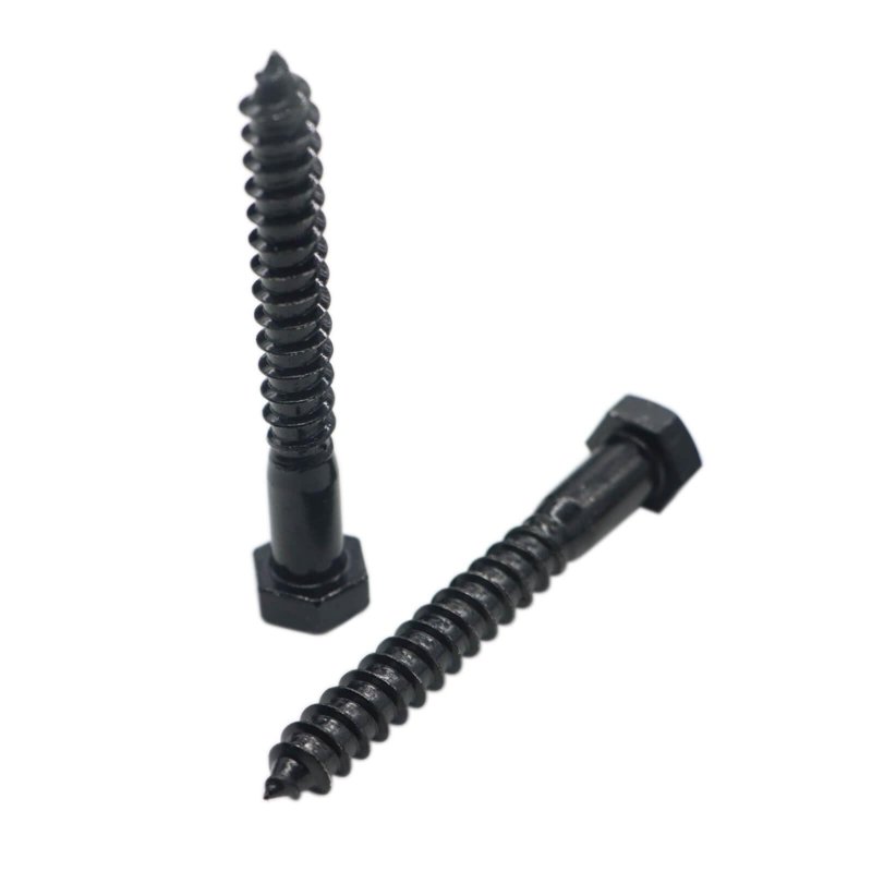 10 Piece 3 8 In X Hex Head Lag Screws Black Oxide Stainless Steel Heavy Duty Bolts With Washers For Wood And Deck Building