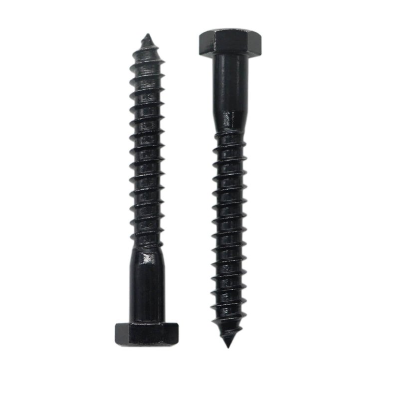 10 Piece 3 8 In X Hex Head Lag Screws Black Oxide Stainless Steel Heavy Duty Bolts With Washers For Wood And Deck Building