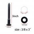 10 Piece 3 8 In X Hex Head Lag Screws Black Oxide Stainless Steel Heavy Duty Bolts With Washers For Wood And Deck Building