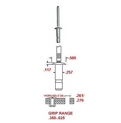 1 4 Dia All Steel Interlock High Strength Rivet Protruding Head With A 350 625 Grip Range Pack Of 25 Pieces Sspi-08-10