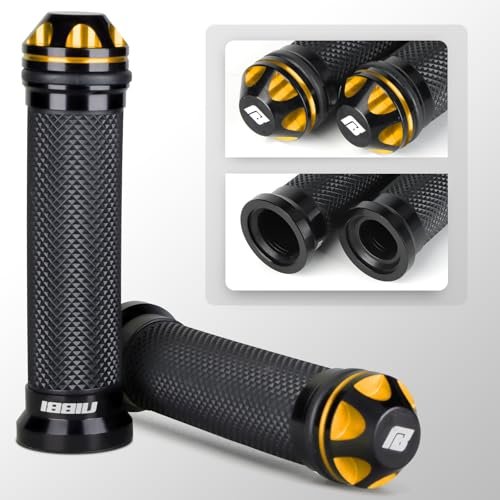 Motorcycle Hand Grips Racing Cnc Aluminum And Soft Rubber Handlebar 7 8 In For Atv Gy6 Scooter Gold Nb Grip-cnc
