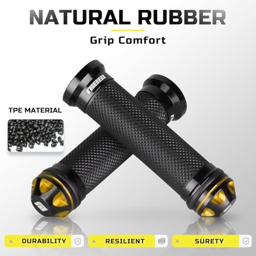 Motorcycle Hand Grips Racing Cnc Aluminum And Soft Rubber Handlebar 7 8 In For Atv Gy6 Scooter Gold Nb Grip-cnc
