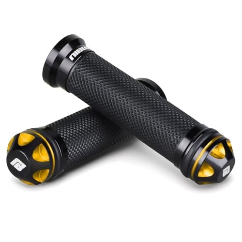 Motorcycle Hand Grips Racing Cnc Aluminum And Soft Rubber Handlebar 7 8 In For Atv Gy6 Scooter Gold Nb Grip-cnc