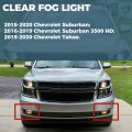 Ecotric Fog Lights W Chrome Lips Compatibleith 2015-2020 Chevy Chevrolet Tahoe Suburban Bumper Lamps W Switch Wiring Kit