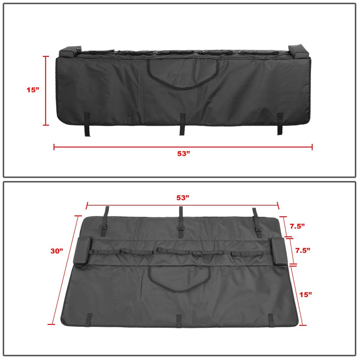 53 Inches Wide Waterproof Vinyl Pickup Truck Bed Tailgate Crash Pad Protector W 5 Bike Rack Straps