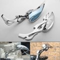 Universal Billet Aluminum Street Sport Motorbike Racing Handlebar End Rear View Multi Angle Adjustable Blindsight Convex Chrome
