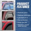 Auto Dynasty For Honda Ridgeline 4pcs In-channel Window Deflector Rain Guard 43 Inches Sun Roof Visor Dark Smoke