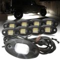 Sunpie 8 Pods White Rock Lights 24 Leds Aluminium Metal Underglow Light With 32 8ft Extension Wires Ip67 Waterproof Fender 