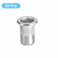 Uxcell 5 16-18 Rivet Nuts 50pcs 304 Stainless Steel Knurled Flat Head Threaded Insert For Metal Plastic
