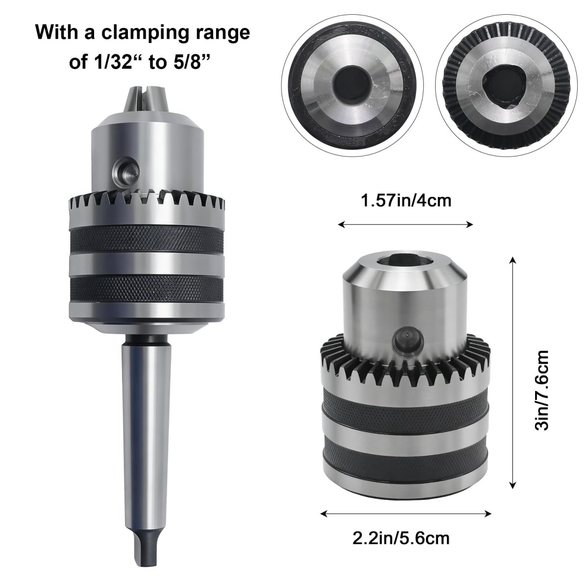 1 32 5 8 Mt2 Drill Chuck With Key Shank Press Drilling Operations For Lathes And Machines