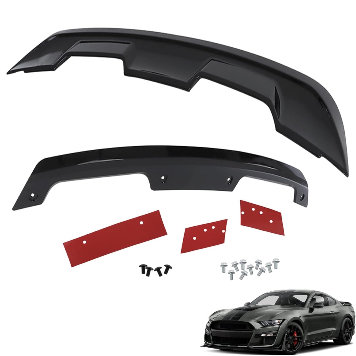 Rear Trunk Spoiler Kit Gt500 Style With Small Flaps Replacement For Mustang 2-door 2015-2023