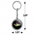 Ski Jumping Rainbow Keychain Chrome Plated Metal Pop Cap Bottle Opener