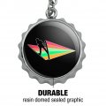 Ski Jumping Rainbow Keychain Chrome Plated Metal Pop Cap Bottle Opener