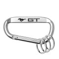 Officially Licensed Ford Mustang Gt Laser Etched Silver Metal Carabiner Keychain With Split Key Rings 3 In X 1 5 Modern Style 