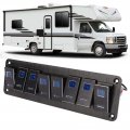 Aluminum Rv Rocker Switch Panel Marine Boat Led Blue Light 20a 30a 5pin Oxidized Black For Utv