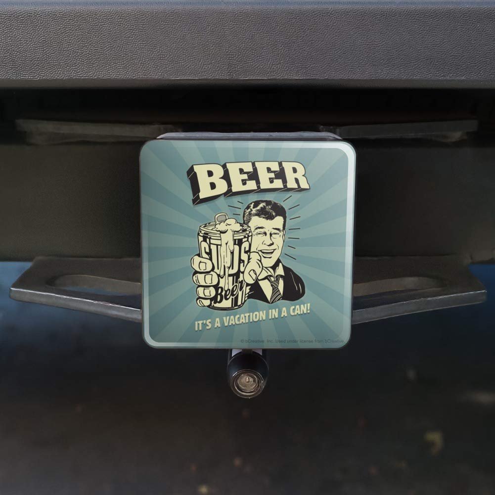 Beer It Is A Vacation In Can Funny Tow Trailer Hitch Cover Plugsert For 2 In Receivers Black Abs Plastic With Uv Resistant