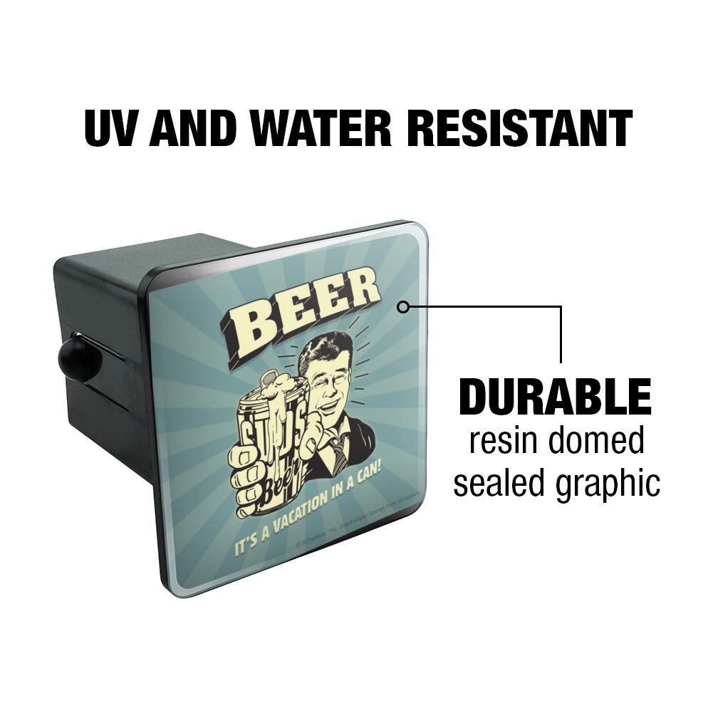 Beer It Is A Vacation In Can Funny Tow Trailer Hitch Cover Plugsert For 2 In Receivers Black Abs Plastic With Uv Resistant