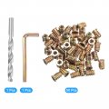 Uxcell 1 4-20 X 15mm Threaded Inserts For Wood 50pcs Nuts Insert With Hex Wrench And Drill Bit Silver Tone